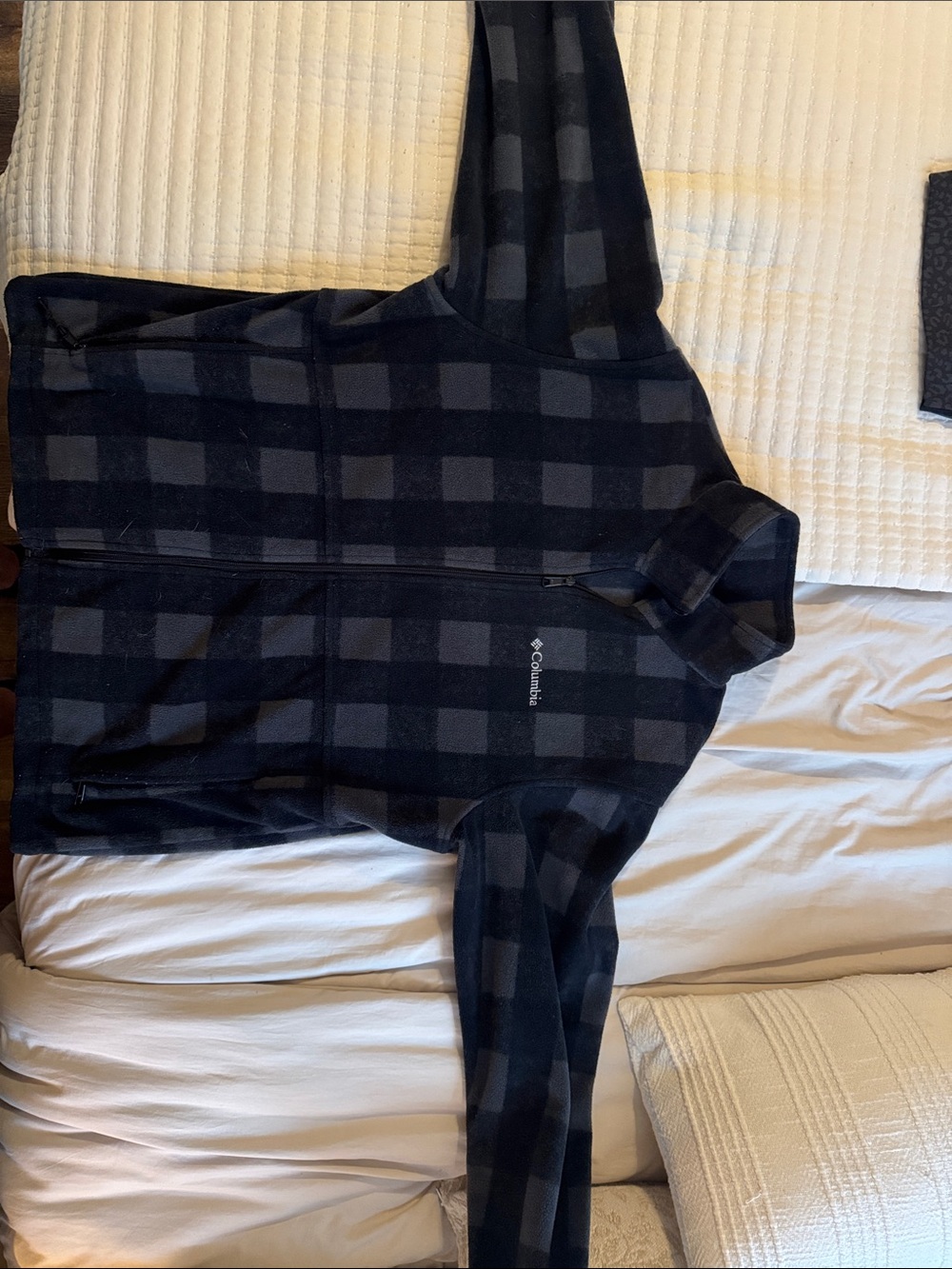 Columbia Black & Dark Gray Buffalo Plaid Fleece Jacket
